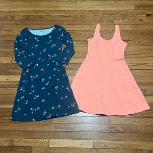 Old Navy Women's Dress Size XS LOT OF 2! Blue Floral Long Sleeve Pink Sleeveless